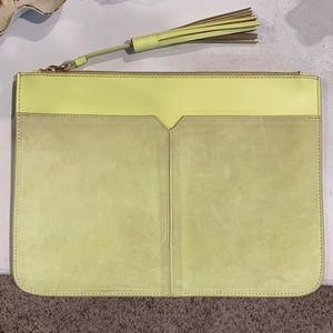 J.Crew. Lime leather and suede clutch